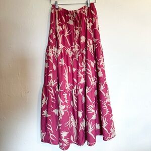 Pink Floral Tiered Maxi Skirt